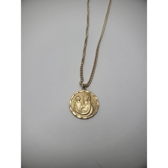 Vintage Necklace Chain Gold Tone Pendant Mother Mary Germany Match Religious - Picture 11 of 14